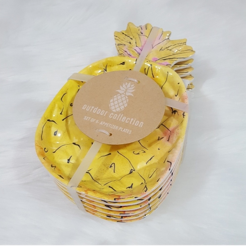Pineapple Appetizer Plates Melamine Set of 6